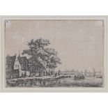 Anthonie Waterloo - 'Churchyard at the Waterside', etching on laid paper, artist's name, title and
