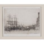 Mortimer Menpes - Harbour Scene, monochrome etching, signed in pencil, 12cm x 16cm, together with