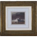 Sarah Louisa Kilpack - Shipwreck on a Beach, possibly Jersey, oil on board, signed with initials,