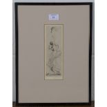 Margaret Cane - Mermaid leaping for a Fish, monochrome etching, signed in pencil, 20.5cm x 7cm,