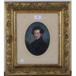 British School - Oval Head and Shoulders Portrait of a Young Gentleman, late 19th century oil on