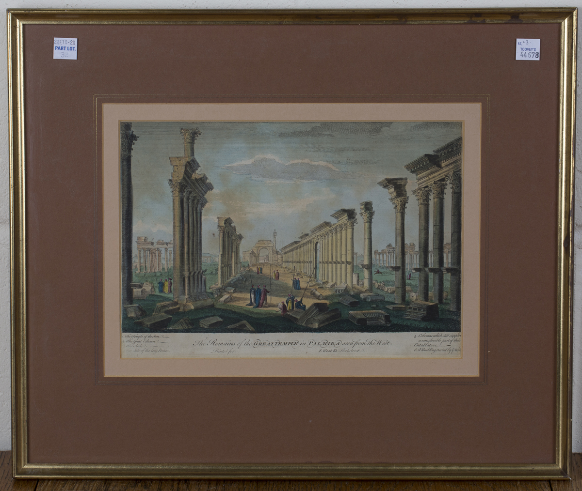 An 18th century engraving, 'Porticus Pompeiana', 49cm x 41cm, within a faux wood frame, together - Image 2 of 3