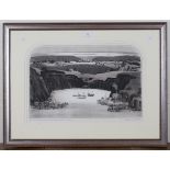 Graham Clarke - 'St. Aldhelm's Dream of Purbeck', monochrome etching, signed, titled and