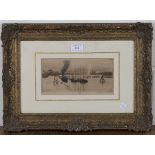 Norbert Goeneutte - 'La Seine á Percy', etching, signed and titled in pencil, 10.5cm x 22cm,