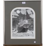 Graham Clarke - 'Valiant', monochrome etching with aquatint, signed, titled and editioned 75/100,