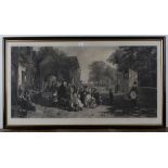 After Thomas Webster - 'Punch', mid-19th century engraving, 64cm x 119cm, within an ebonized frame.