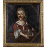 Circle of James Maubert - Half Length Portrait of a Girl with her Pet Spaniel, 18th century oil on