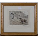 Henry Wilkinson - Red Setter flushing out a Pheasant, hand-coloured etching, signed and editioned