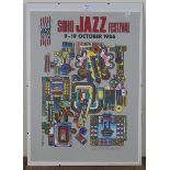 Edouardo Paolozzi - 'Soho Jazz Festival 9-19 October 1986', colour lithograph, signed and dated 1986