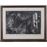 Frank Brangwyn - Cambrai: Wartime, from the Ruins of War series, lithograph circa 1919, 49.5cm x