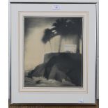 Paul Iribe - 'American Bar', enhanced monochrome print, 30cm x 25cm, within a metal frame,