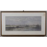 After Fredrick Jones - 'Old Worthing' (Panorama of the Seafront), hand-coloured lithograph, 29.5cm x