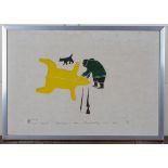 Imoona Karpik - 'Skinning a Bear', colour intaglio print, signed, titled and editioned 42/50 in