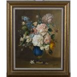 G.A. Pumfrey - Still Life of a Vase of Flowers, 20th century oil on canvas, signed, 33.5cm x 26cm,
