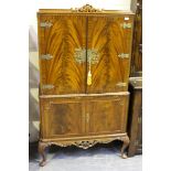 A mid-20th century Queen Anne style mahogany drinks cabinet, height 160cm, width 93cm, depth 48cm.