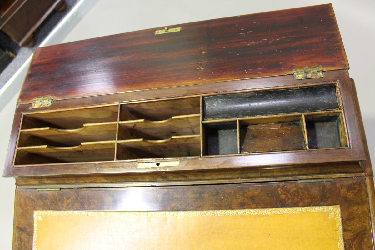 A mid-Victorian burr walnut Davenport by Thomas Turner of Manchester, the hinged writing surface - Image 4 of 5