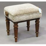 A late Victorian walnut 'H. Brooks Patent' adjustable piano stool with side winding handles and