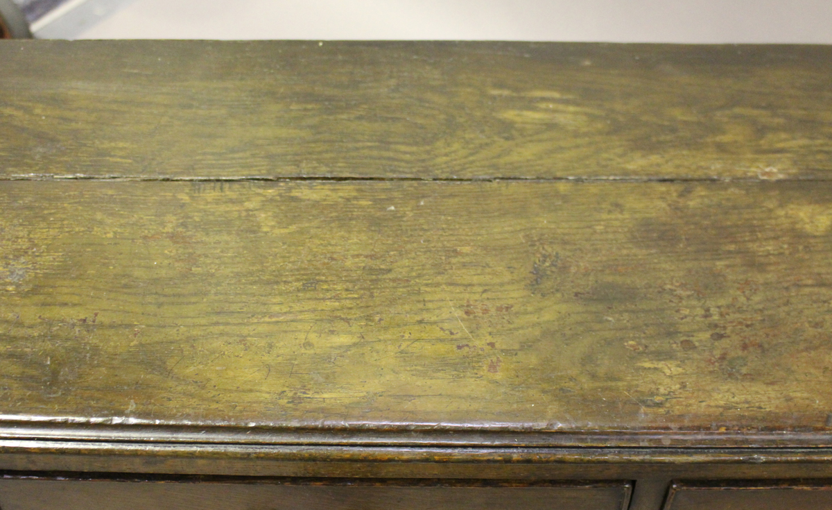 An 18th century style oak dresser base, the three drawers above an open shelf flanked by - Image 2 of 3