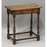 An 18th century and later oak side table, fitted with a single drawer, height 70cm, width 68cm,