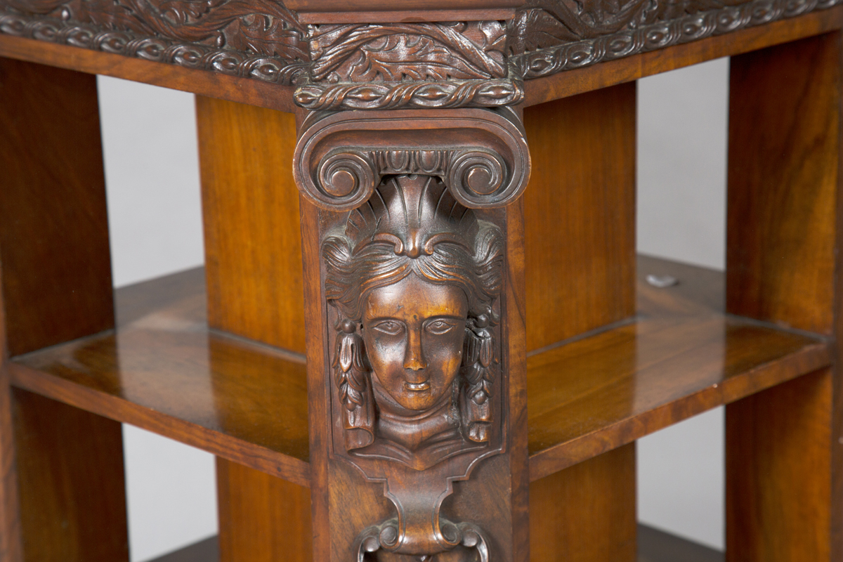 A fine Victorian burr walnut four-sided library bookcase, probably by Gillows of Lancaster, - Image 5 of 6