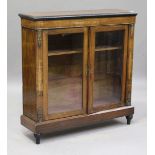 A late Victorian walnut and gilt metal mounted two-door pier cabinet, height 109cm, width 106cm,