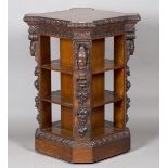 A fine Victorian burr walnut four-sided library bookcase, probably by Gillows of Lancaster,