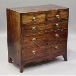 A George III mahogany chest of drawers with a crossbanded top, on splayed bracket feet, height 94cm,