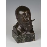 Jules-Louis Rispal - a late 19th century French brown patinated cast bronze head and shoulders