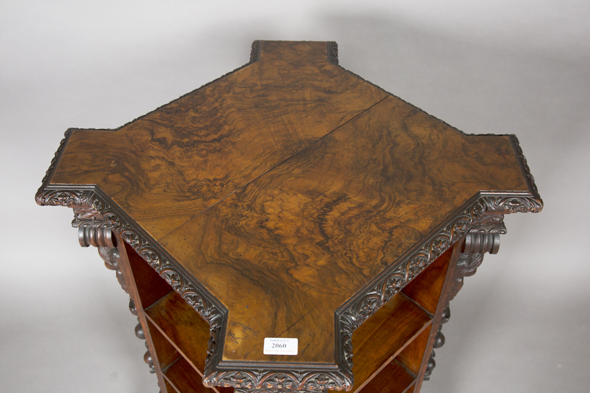 A fine Victorian burr walnut four-sided library bookcase, probably by Gillows of Lancaster, - Image 4 of 6