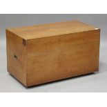 A 20th century teak blanket chest, raised on castors, height 54cm, width 92cm, depth 51cm.Buyer’s