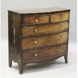 A Regency mahogany bowfront chest of two short and three long drawers, height 103cm, width 108cm,