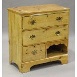 A 19th century pine chest of drawers, fitted with a small cubby-hole, height 82cm, width 77cm, depth