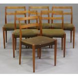 A set of six mid-20th century Danish teak dining chairs, designed by Johannes Andersen for Uldum