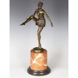 After Dominique Alonzo - a modern Art Deco style cast bronze figure of a dancer, bearing facsimile