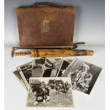 A group of items relating to and previously owned by Max Miller, including a hip flask bearing