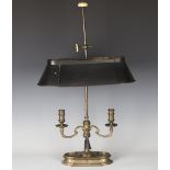 A good late 20th century reproduction Regency style brass twin-light student's lamp with