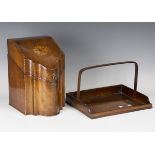 A George III mahogany and inlaid serpentine fronted knife box, later fitted as a letter rack,