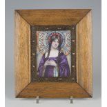 Lillie Stein - an early 20th century pre-Raphaelite style watercolour on ivory miniature half-length