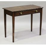A George IV mahogany side table, fitted with a single frieze drawer, height 75cm, width 91cm,