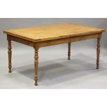 A 20th century French cherry draw-leaf dining table, raised on turned legs, height 76cm, extended
