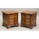 A pair of modern French style serpentine-fronted bedside chests, on ogee bracket feet, height