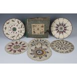 A group of 19th century Fantascope discs, comprising a set of six hand-coloured discs and their