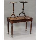 A Victorian mahogany side table, height 70cm, width 95cm, depth 50cm, together with two early 20th