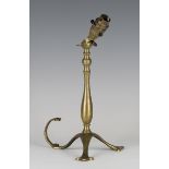 A late Victorian brass table lamp, in the manner of W.A.S. Benson, the adjustable light fitting on a