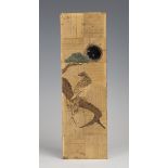 A late 19th century Japanese straw work box, the top decorated with a bird of prey on a pine branch,