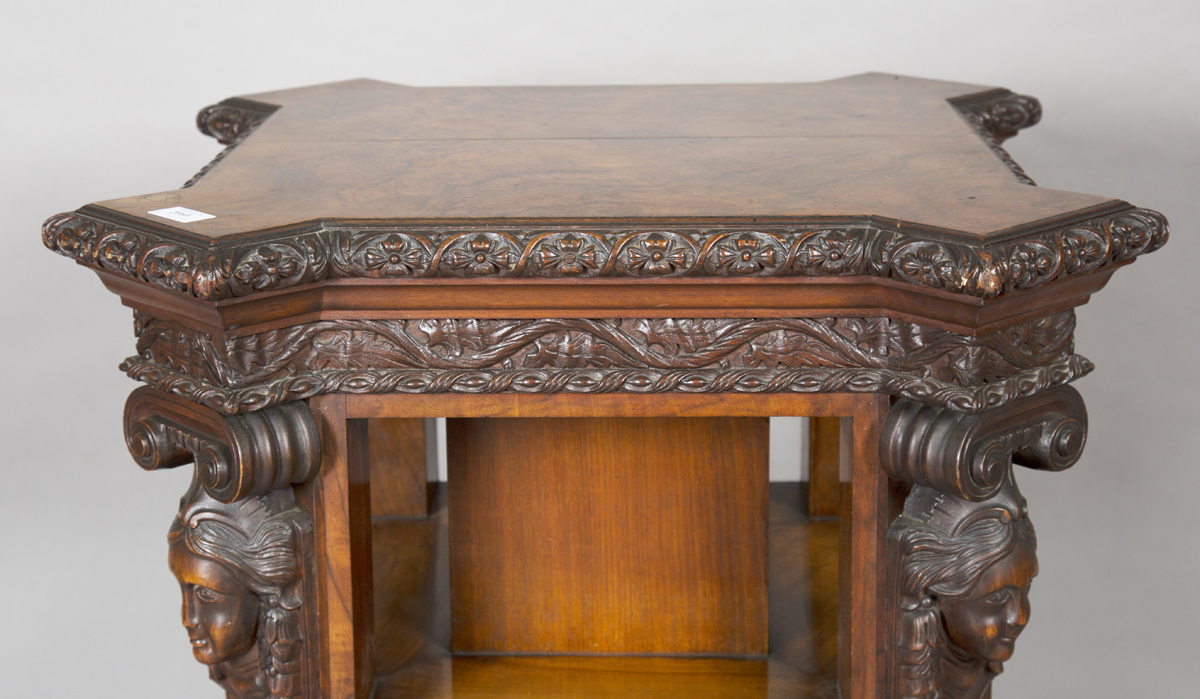 A fine Victorian burr walnut four-sided library bookcase, probably by Gillows of Lancaster, - Image 3 of 6