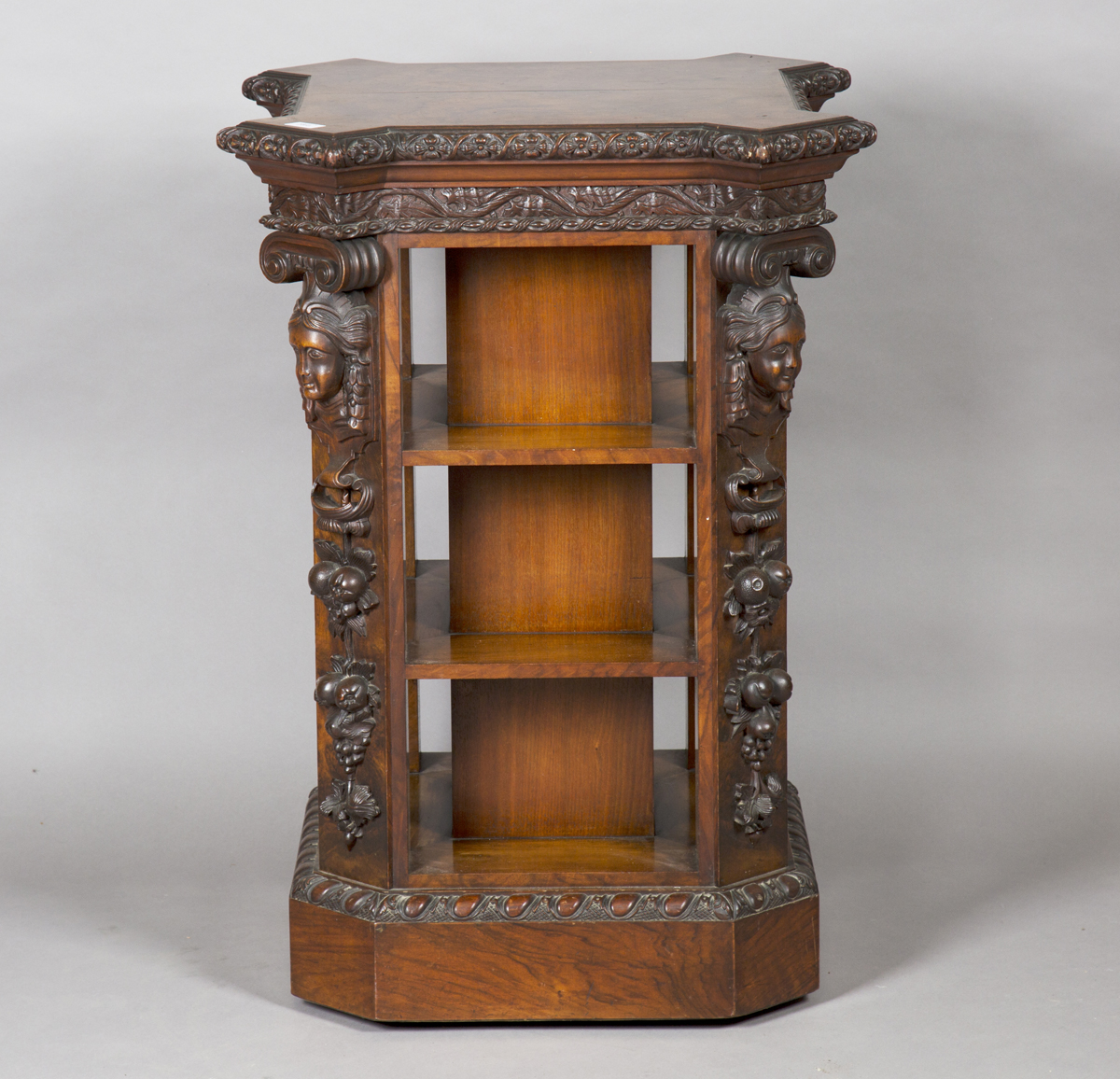 A fine Victorian burr walnut four-sided library bookcase, probably by Gillows of Lancaster, - Image 6 of 6