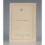 KIPLING, Rudyard. If - . London: Macmillan and Co. Limited, 1914. Second separate English