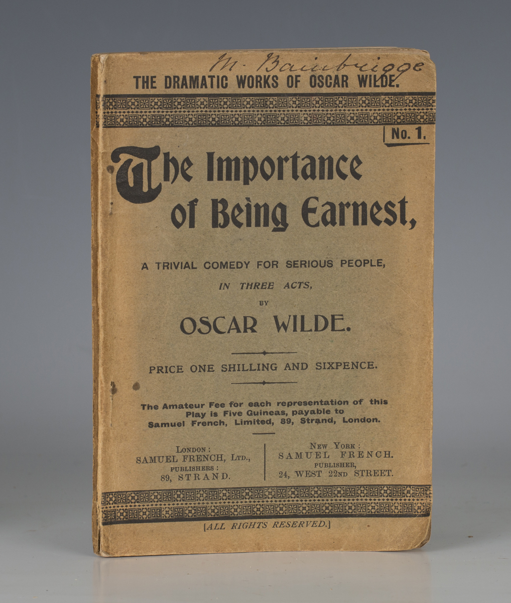 WILDE, Oscar. The Importance of Being Earnest. London and New York: Samuel French Ltd., [circa