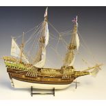 A modern kit-built model of HMS Bounty, length 94cm, and a kit-built model of the Mayflower,